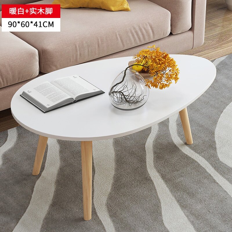 ROAM Coffee Table with Side Table Yellow White Color Meja Kopi Meja Tepi Sisi End Table Ruang Tamu Putih Kuning Color Coffee Table wiith Solid Wood Leg White Yellow Color