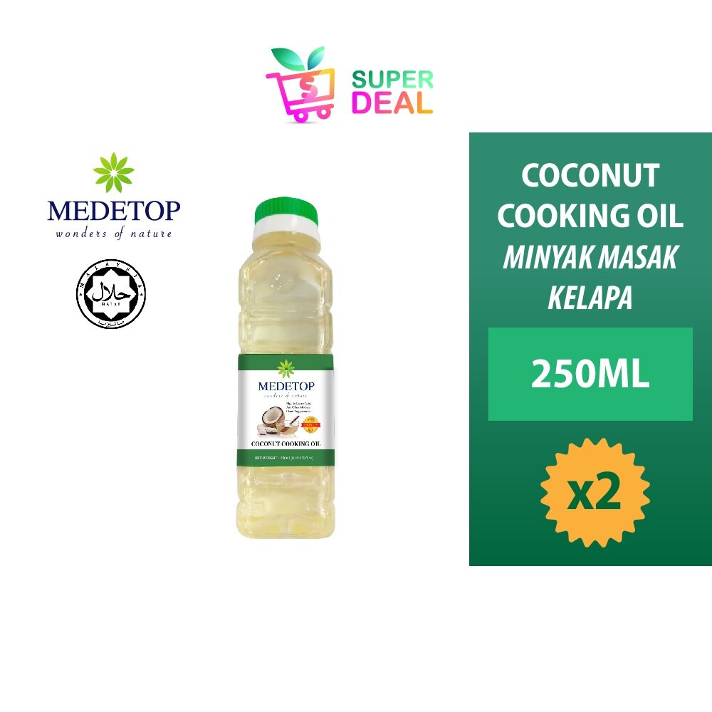 Coconut Cooking Oil, Minyak Masak Kelapa Medetop 250ml x 2