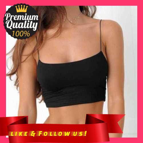 People's Choice Sexy Women Summer Crop Top Solid Tank Top Spaghetti Strap Backless Nightclub Party Vest Camisole (Black)