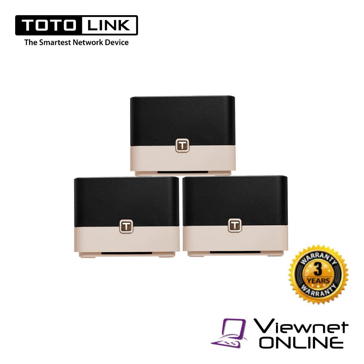 TOTOLINK T10 Gigabit AC1200 Whole Home Mesh WiFi System Router (3 Pack) - Dual Band, MU-MIMO Technology, Seamless Roaming, Up to 4,500 sq. ft. Coverage , Support TM Uniif , Time Fibre , Maxis Fibre