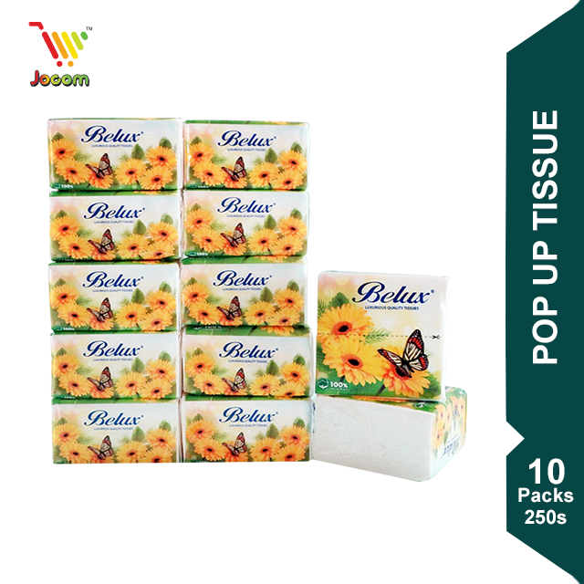 Belux Pulp Pop Up Tissue 3 Ply (10 Packs x 85 Pulls/255 Sheets) [West Malaysia Delivery Only]