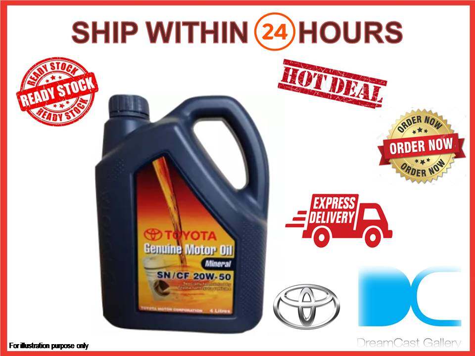 TOYOTA GENUINE 20W50 MOTOR MINERAL OIL 4LITERS -STOCK CLEARANCE