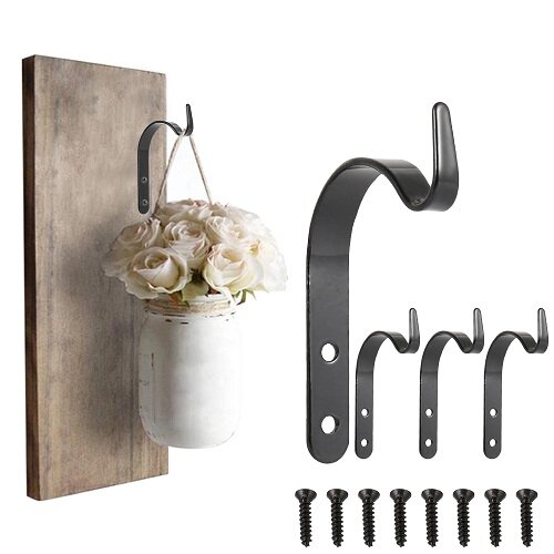 1/4 cái móc treo cây hoa treo tường đèn sân vườn bằng sắt móc treo chậu giá đỡ móc treo vườn chậu hoa màu đen #1