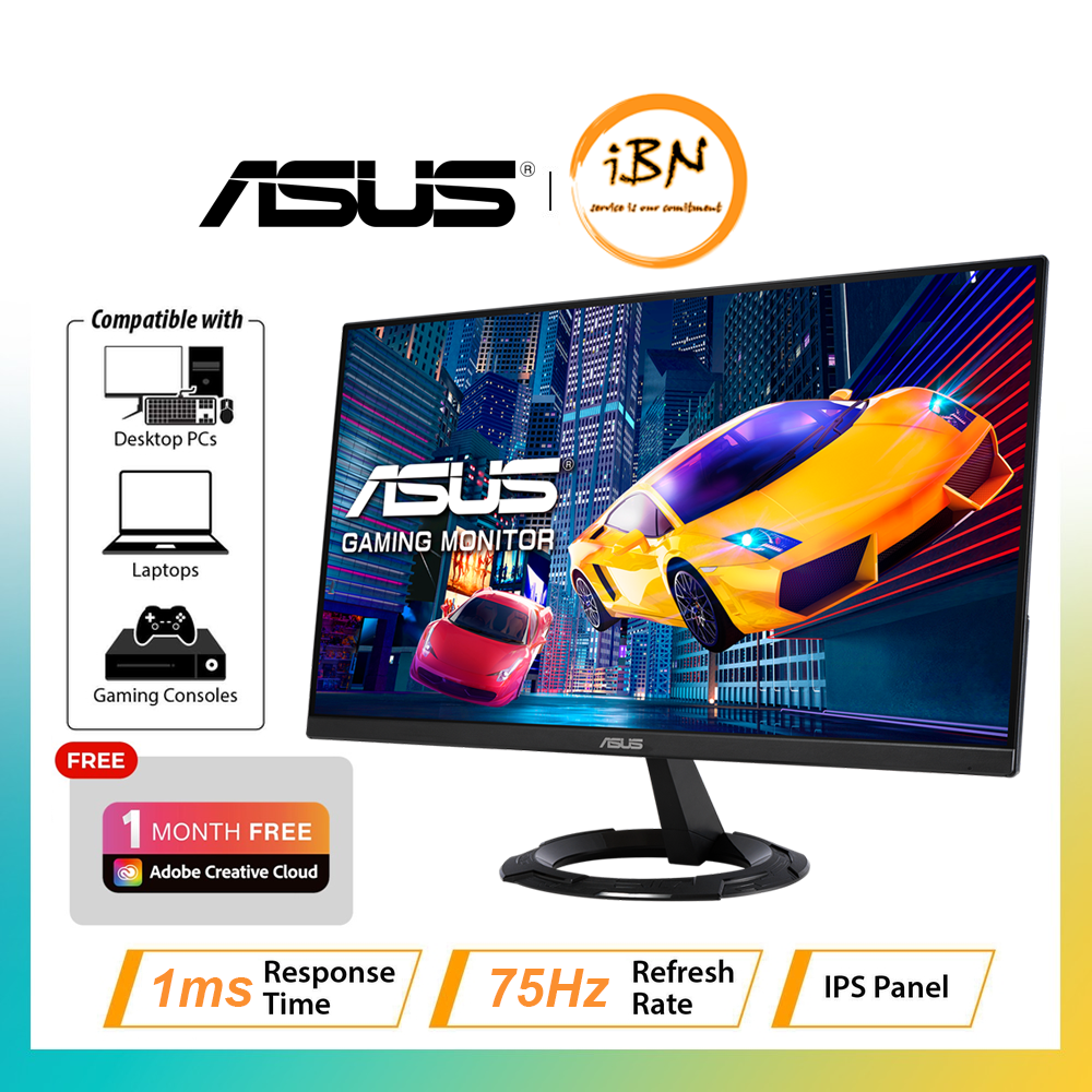 ASUS Ultra Slim IPS Gaming Monitor (23.8” Full HD/1920x1080/IPS/75Hz/1ms MPRT/Extreme Low Motion) VZ249HEG1R