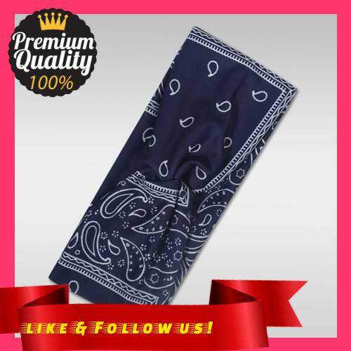 People's Choice Women Cross-Knotted Headband Paisley Stretchy Soft Sweatband Outdoor Running Yoga Sport Hairband (Dark Blue)