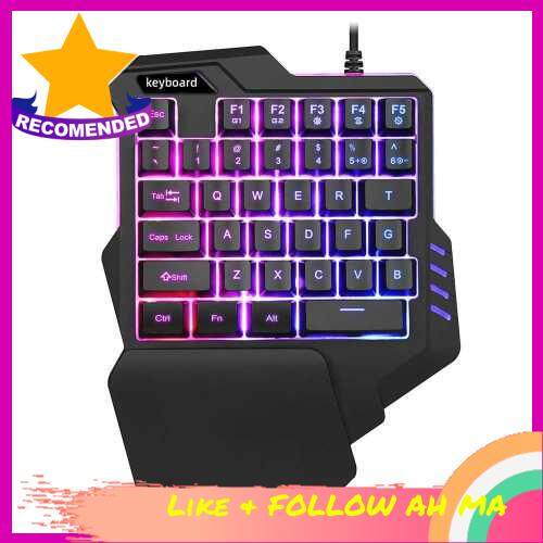 BEST SELLER One Handed Keyboard with Wrist Rest Support Wired 35-key Keyboard RGB Backlit Keyboard 15-key Rollover/Macro Recording Keys Black (Black)