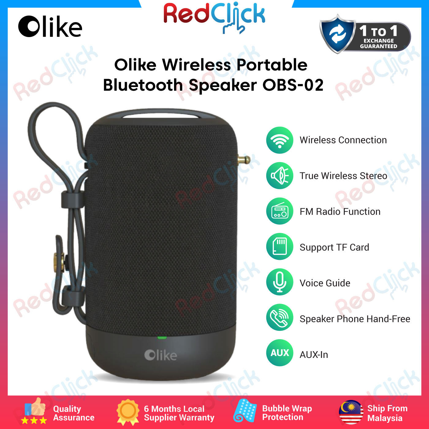 OLIKE OBS-02 True Wireless Stereo Bluetooth Portable Speaker Support FM Radio Mode