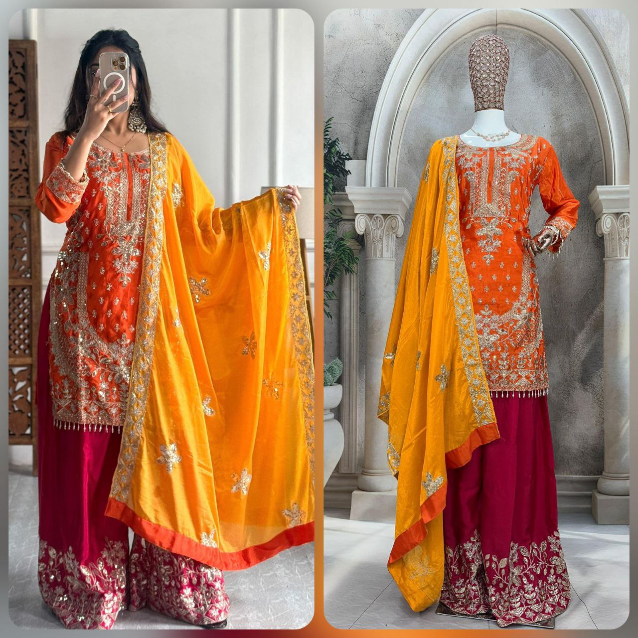 [PRE-ORDER] Ready Made Pure Chinon Silk Fabric With Micro Silk Inner Suit (10-15days delivery)