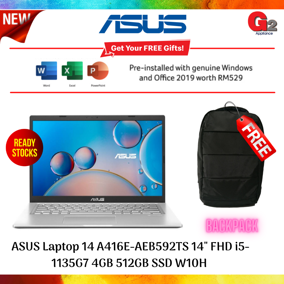 ASUS Laptop 14 A416E-AEB592TS 14” FHD i5-1135G7 4GB 512GB SSD W10H
