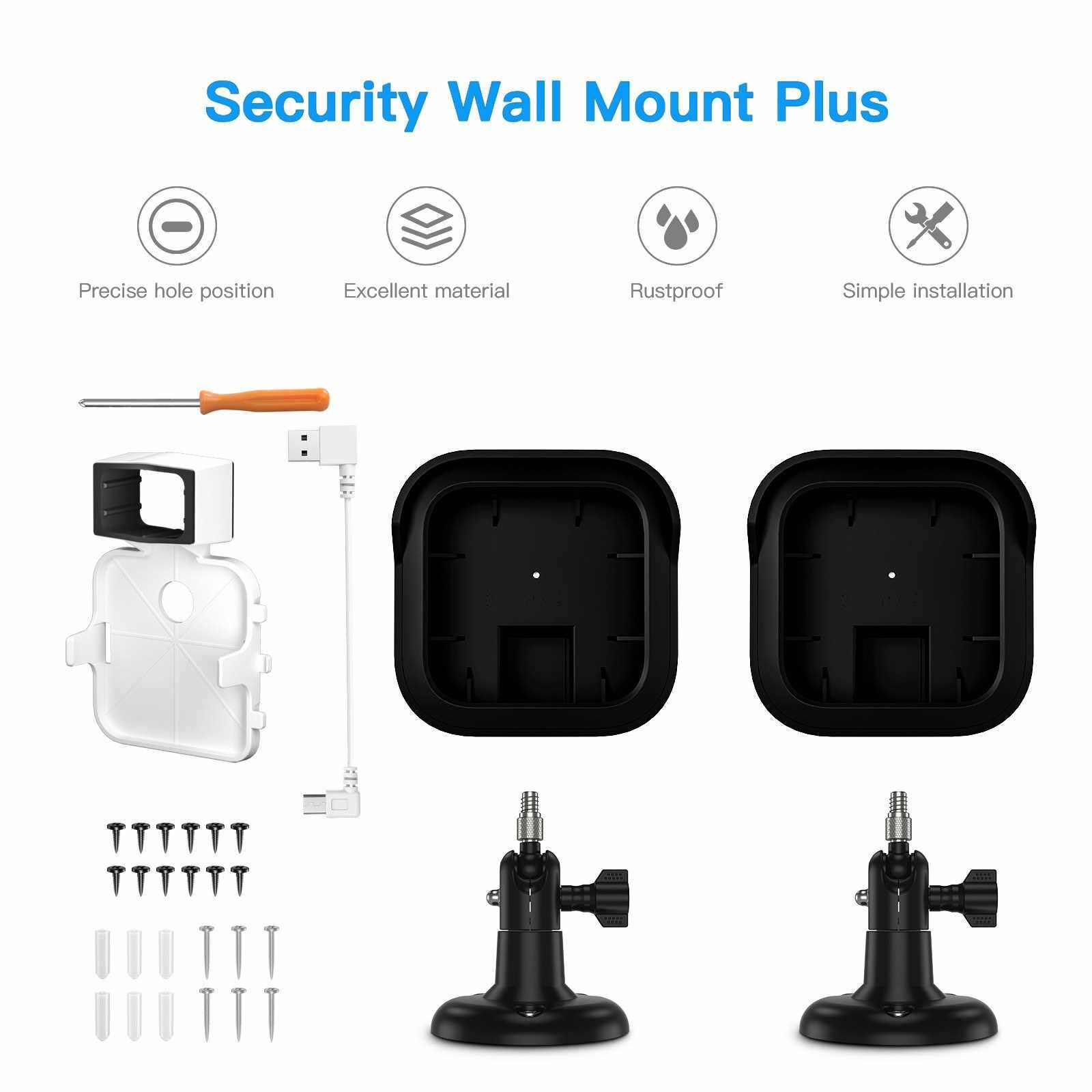 2pcs DF1079+1021+DF1005 Outdoor Security Wall Mount Plus Weatherproof Protective Cover and 360 Degree Adjustable Mount Lock for Blink All-new Blink Outdoor Camera Anti-theft Bracket Set (Black)