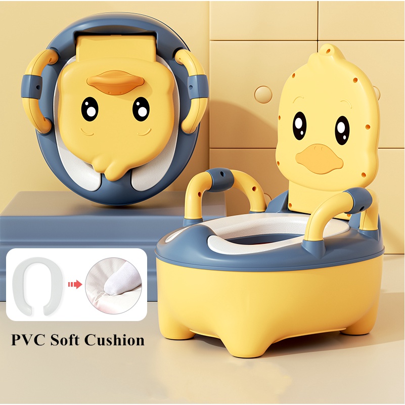 【Malaysia Stock】Portable Kids Toilet Seat Baby Bowl Toilet Potty Training Seat with Backrest and Anti-slip Cartoon Toddlers Special Potty Commode Chair Home Urinal