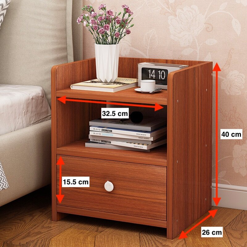 HOLLY 1 Drawer and 2 Drawer Bedside Table White, Oak, brown maple color available in malaysia ready stock laci kecil