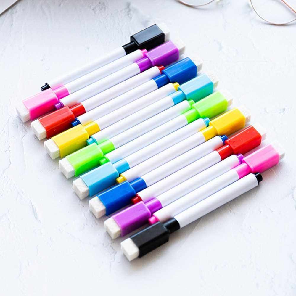 8 Colors Dry Erase Markers with Eraser Cap Home Office Classroom
