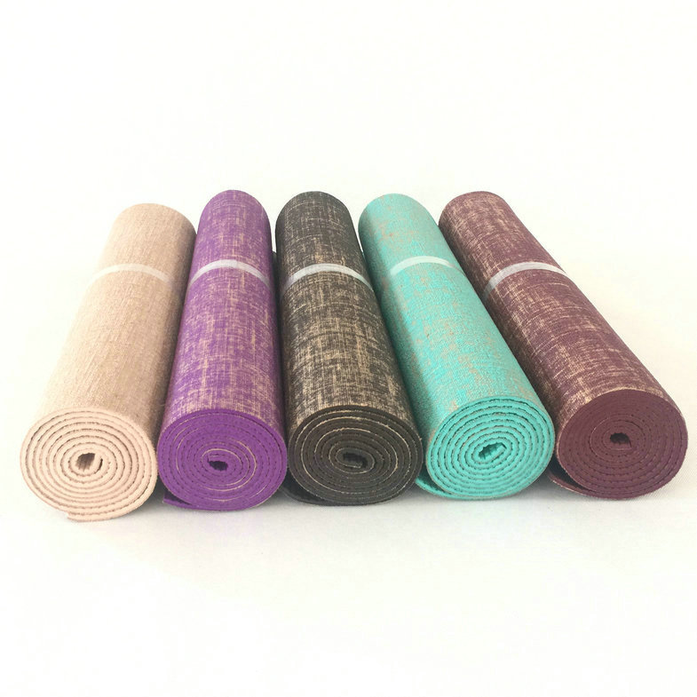 Thảm Tập Yoga Vải Lanh Thảm Tập Yoga PVC Sợi Đay Thảm Tập Thể Dục Thảm Tập Yoga Vải Lanh 5Mm