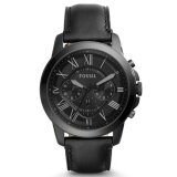 Fossil Men Grant Chronograph Black Leather Watch FS5132