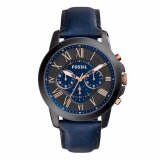 Fossil Men Grant Chronograph Navy Leather Watch FS5061