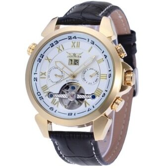 (Import) Jargar Automatic Mechanical Movement with Black Leather Strap Gift Box JAG922TG06 (white)
