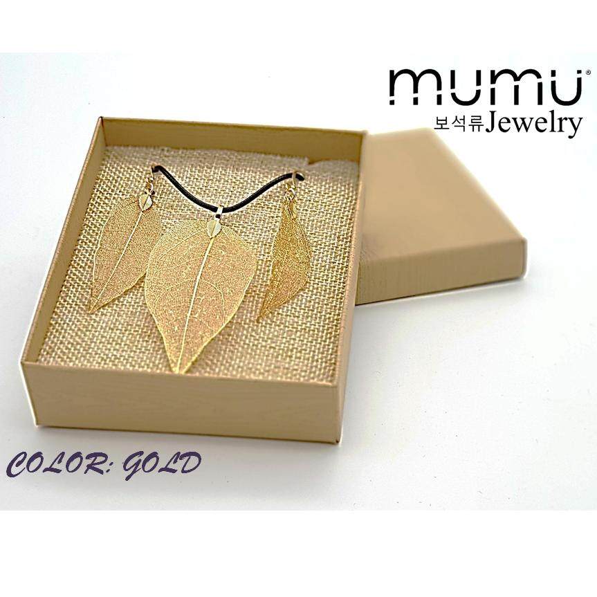 MUMU FGA Natural Leaves Earring and Necklace Set