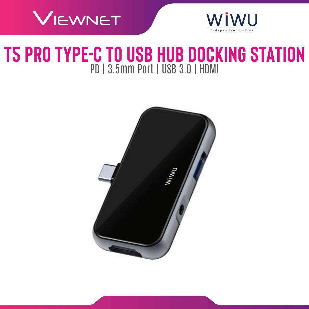WIWU Alpha T5 Pro Series Type-C to PD+USB3.0+HDMI+3.5mm Ports USB Hub Docking Station