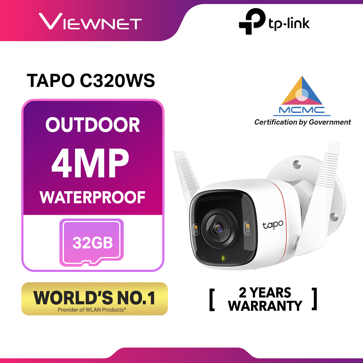 TP-Link Tapo C320WS | 2K/4MP Full Color Night Vision Outdoor IP66 Security CCTV