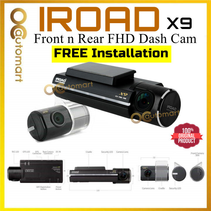 IROAD DASH CAM X9 PREMIUM QUALITY FHD FRONT & REAR VIEW FULL HD RECORDINGS iroad Dashcam DVR