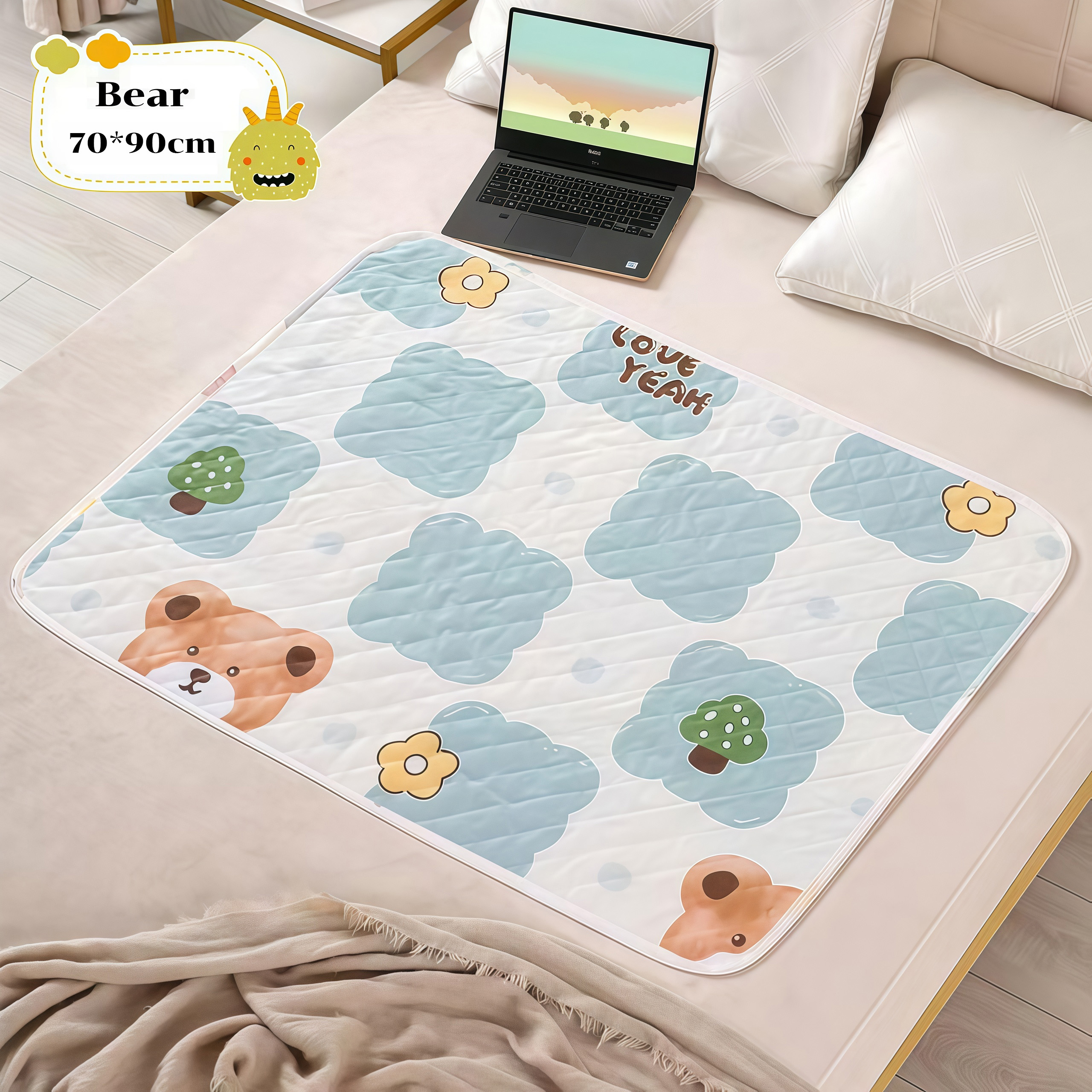 LemonU Baby Changing Mat Baby Waterproof Reusable Washable Cute Pattern Baby Pee Pad