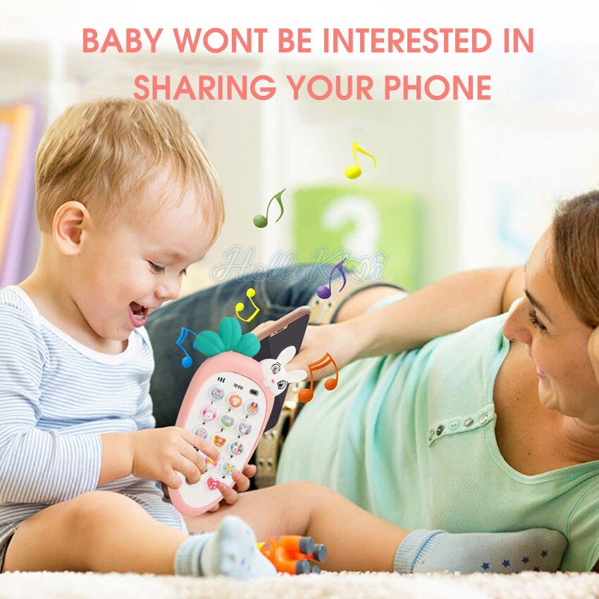 Baby Cell Phone Toy With Silicone Cover Music Lights for Learning and Play Early Education for 0-1 Year Old New Arrival