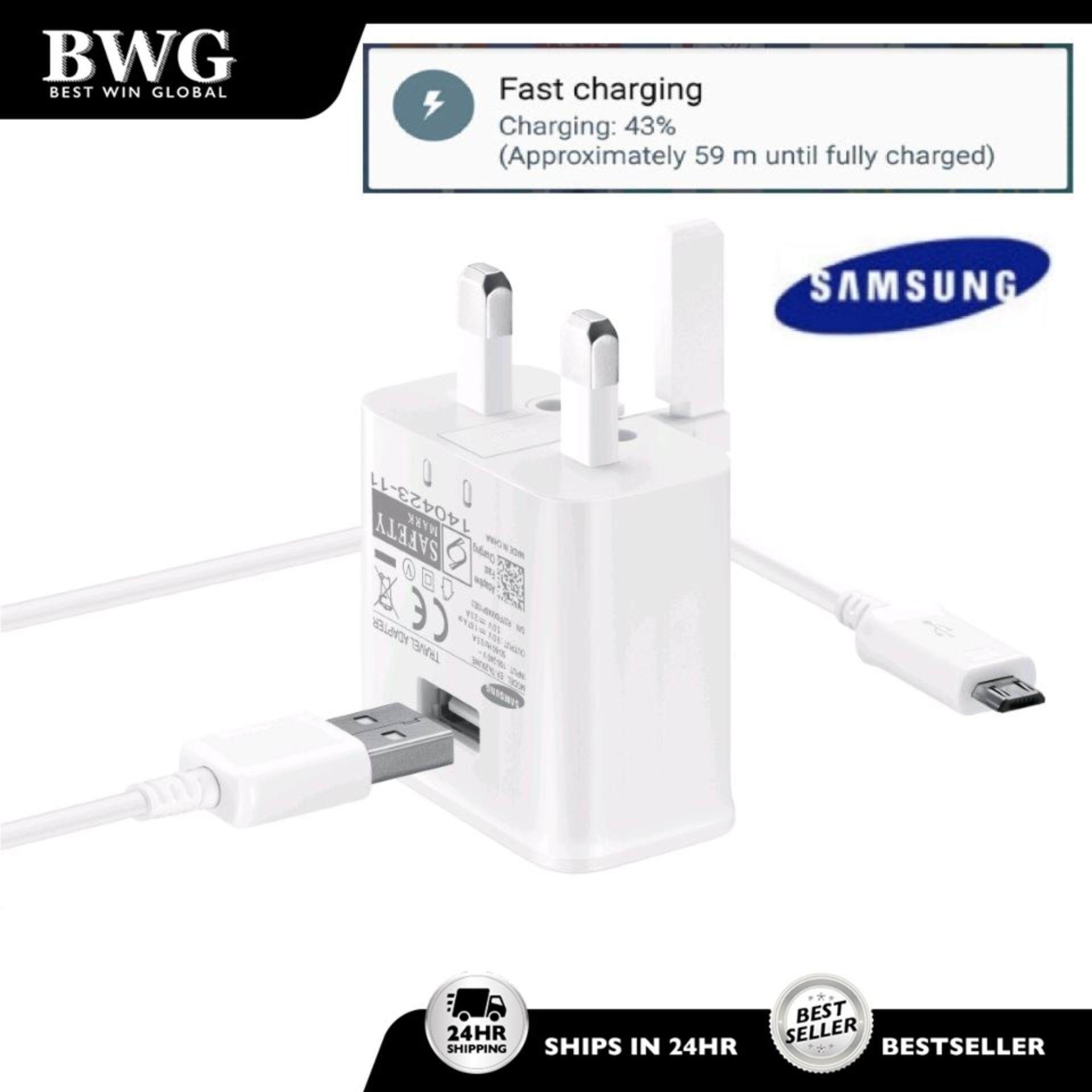 ORIGINAL SAMSUNG Adaptive Fast Phone Charger 9V Adapter & Cable for Samsung S6 S7 Edge Note 4 5 (Import)