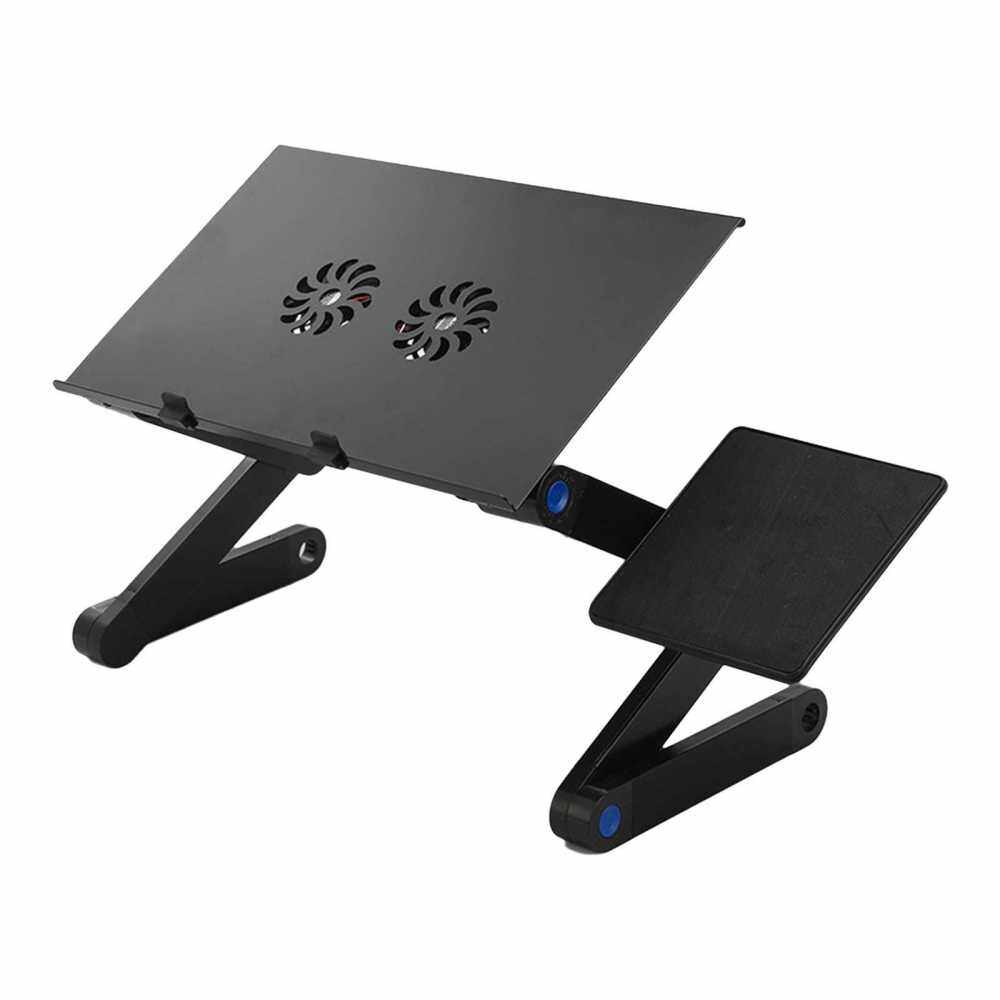 Adjustable Laptop Stand with Cooling Fans Removable Mouse Pad Portable Notebook Stand Foldable Computer Riser for Bed Sofa Home Office (Standard)