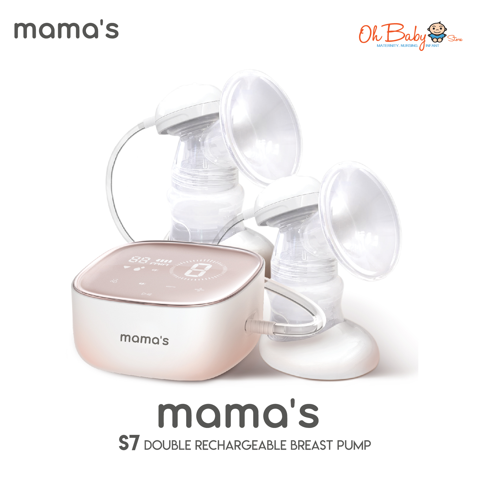 Mamas S7 Double Rechargeable Electrical Breast Pump Package with 3D Silicone Breast Shield | Oh Baby Store