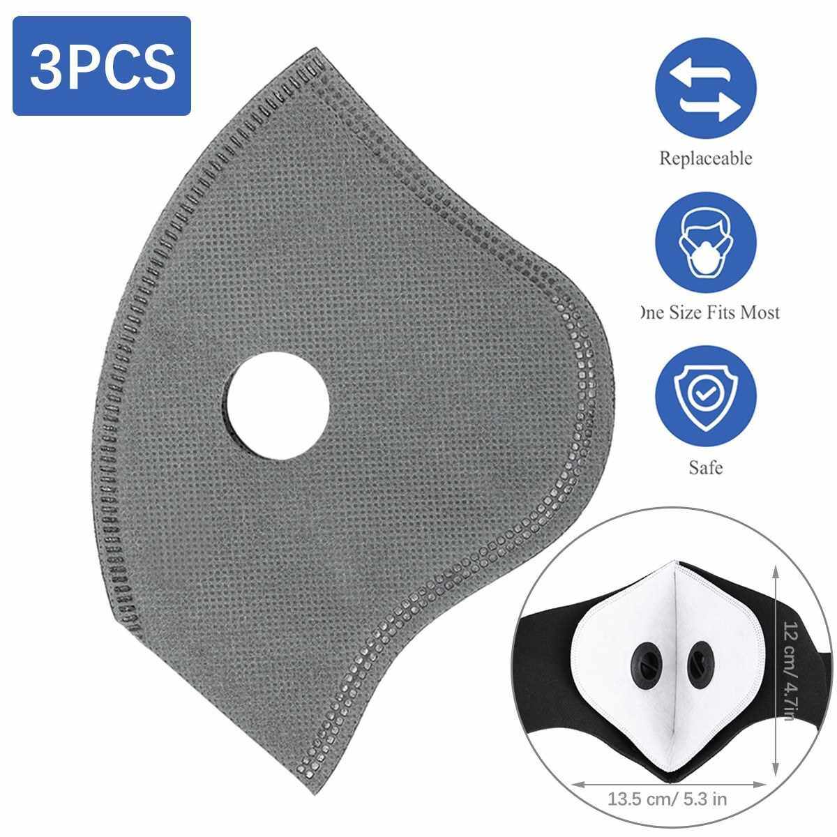 3Pcs Mouth Cover Filters PM2.5 Activated Carbon Filter Pad Replaceable Fog-proof Haze-proof Dustproof 6-Layer Protective Pad (Silver)