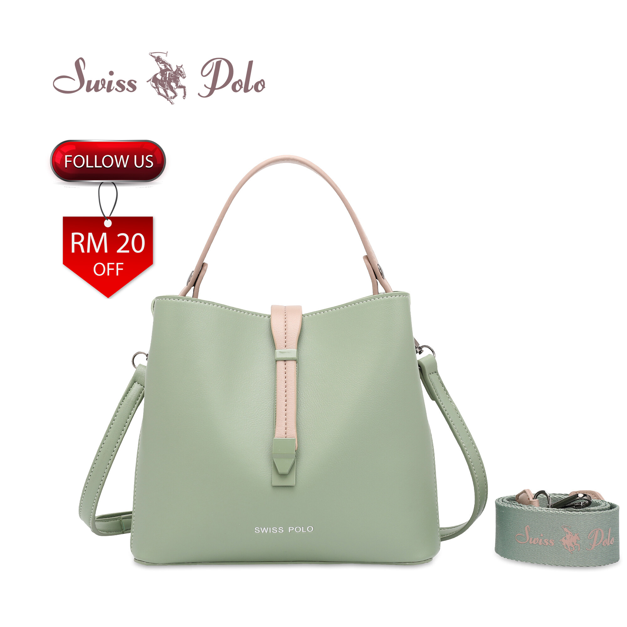 SWISS POLO Ladies Top Handle Sling Bag HFE 2687-2 GREEN