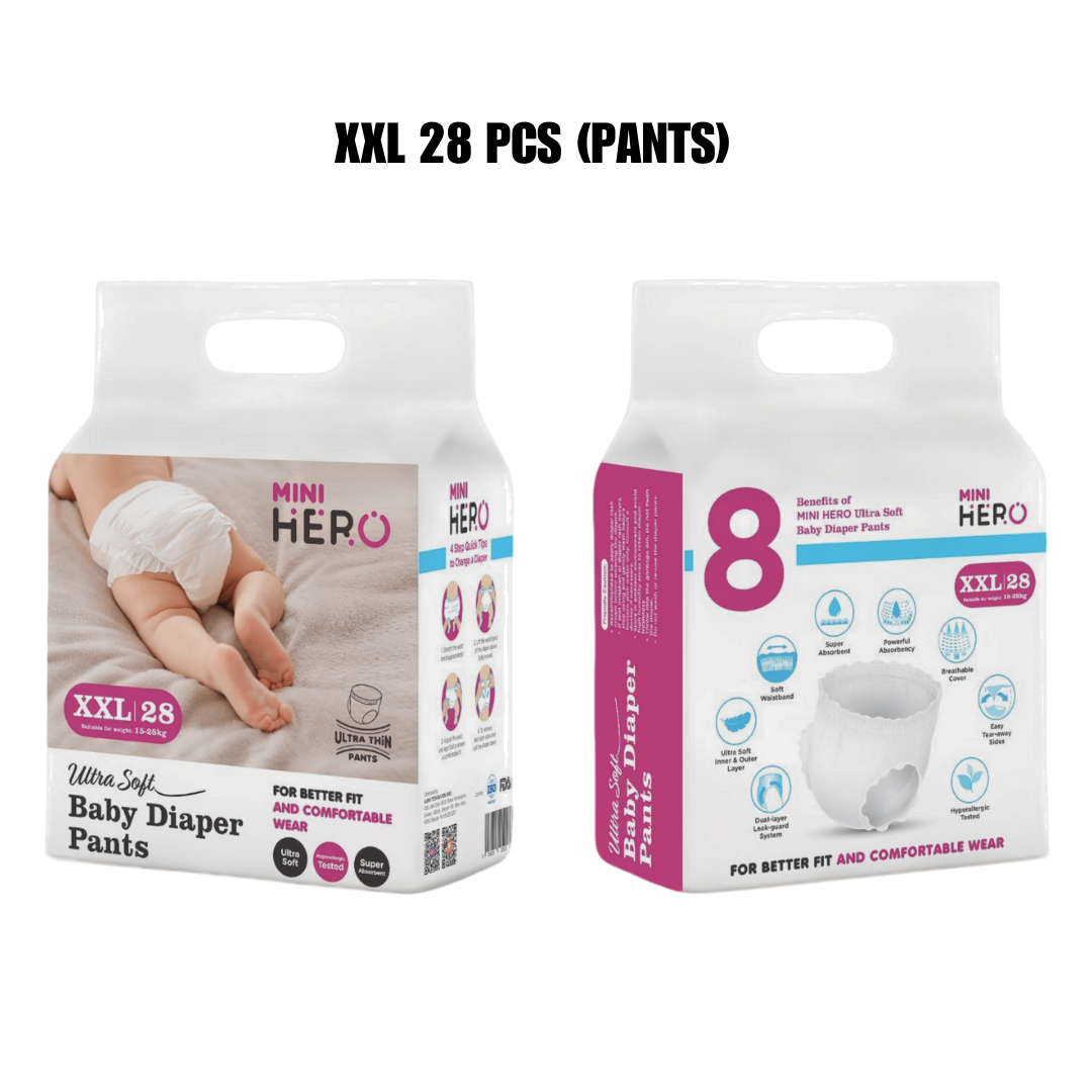 MINI HERO Baby Diaper Pants Ultra Thin | Super Absorbent Leak Proof | S/M/L/XL/XXL 1 Pack