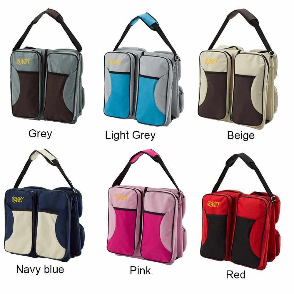 Multi-function Foldable Crib Bed Folding Bag Large Capacity Portable Mmmy Bags Newborn Carrier Shoulder Handbag Travel(Gtrey) (Navy Blue)