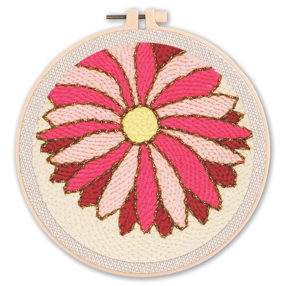 RUOPOTY flower Punch Needle Embroidery Home Decor Gift Embroidery Supplies Flower Punch Needle Kits Adults Wall Art Picture Hand Embroidery Kit