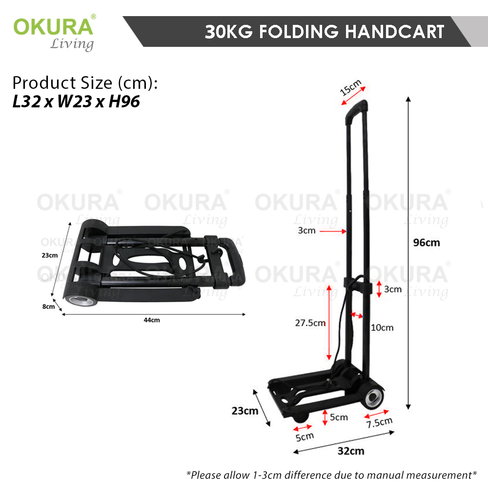 OKURA Foldable Wagon Trolley with Big Wheel Outdoor Camping Truck Portable Shopping Trolley Folding Cart
