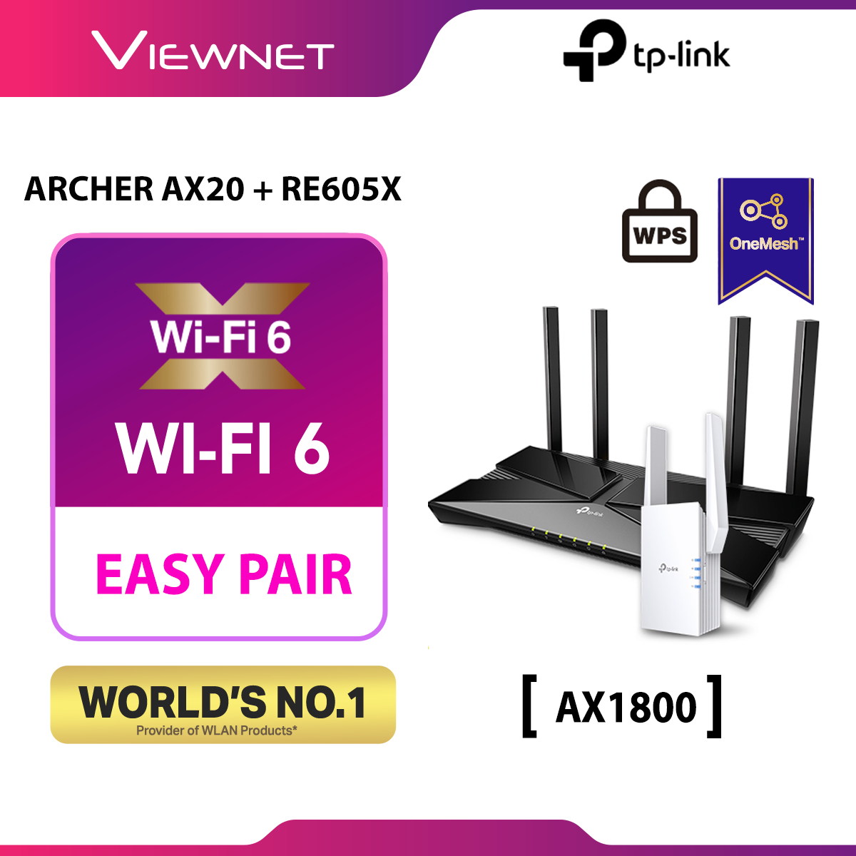 TP-Link Archer AX20 AX1800 WiFi 6 Router + TX20U Plus Adapter Combo (PWP TX20U Plus)