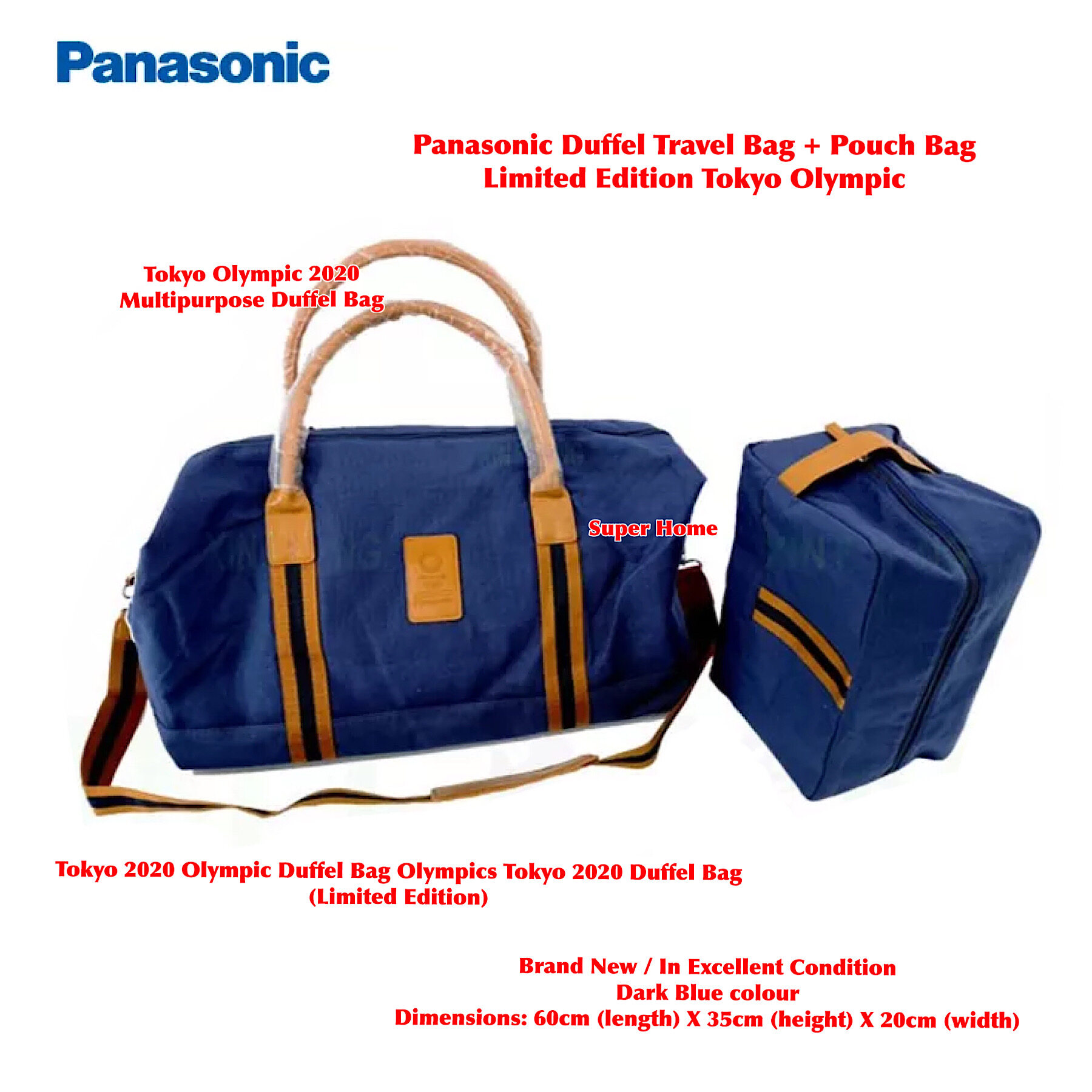 Panasonic Duffel Travel Bag Limited Edition Tokyo Olympic + Pouch Bag