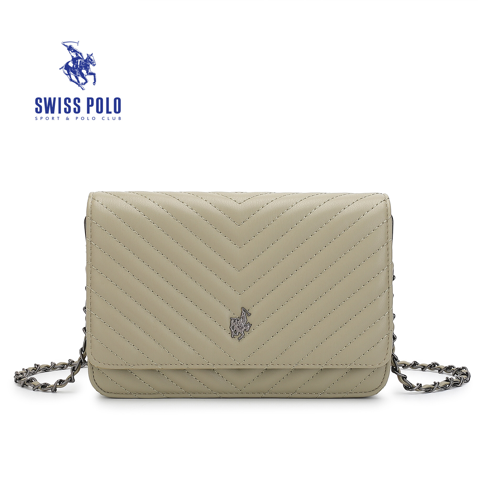 SWISS POLO Ladies Chain Quilted Sling Bag HHS 689-7 GREEN