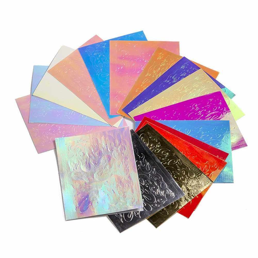 16 Pcs Reflections Flame Nail Stickers for Acrylic Nails 3D DIY Fire Nail Art Decals Self-Adhesive N