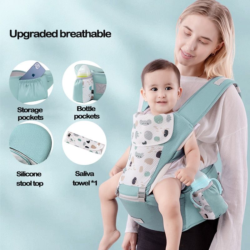 Beige Newborn Baby Carrier Infant Comfortable Breathable Multifunctional Sling Backpack Backpack Hip Seat Carrier 婴儿背带