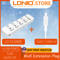 LDNIO SC4408 Power Strip 4 Universal Socket with 4 USB Output 3.4A / SC5614 5 Socket 6 USB 2500w C4408 4408 SK4466 UK Version SK 4466