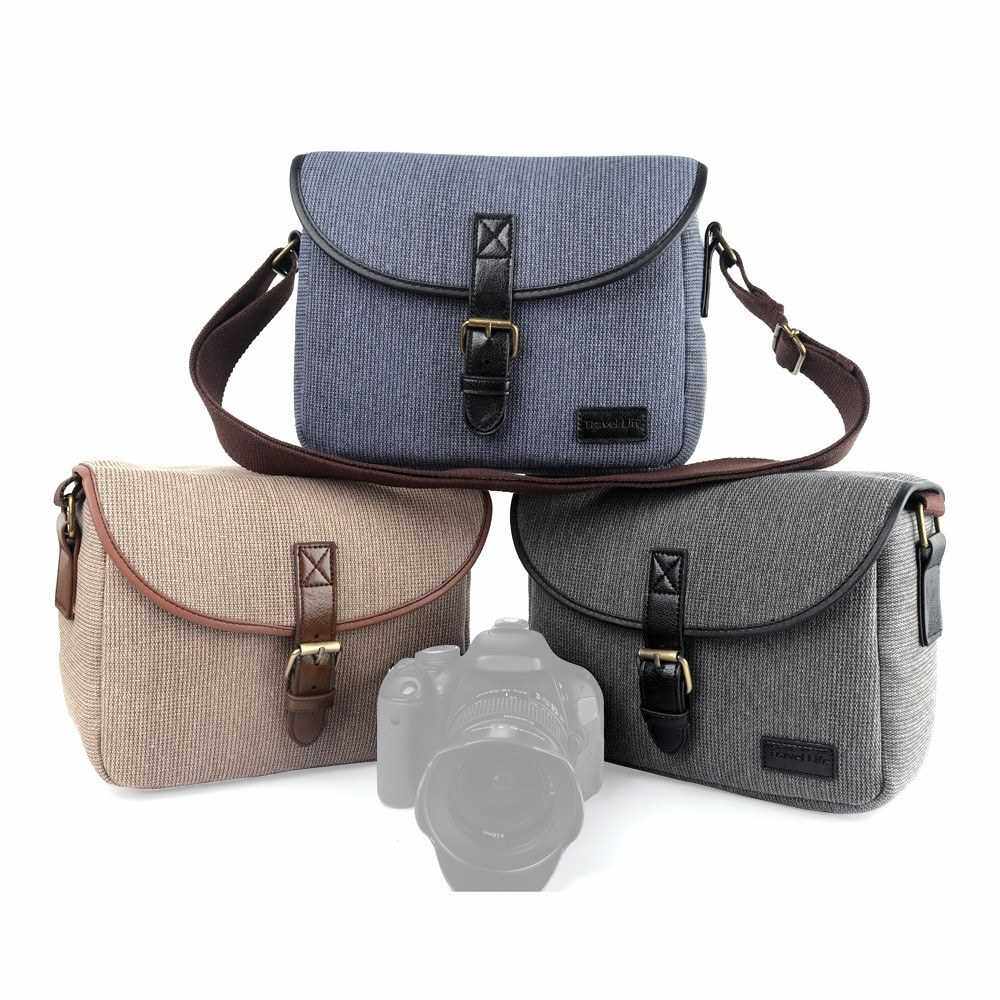 Camera Bag SLR/DSLR Gadget Bag Stylish Retro Shoulder Carrying Bag Photography Accessory Gear Case Flax Material (Khaki)