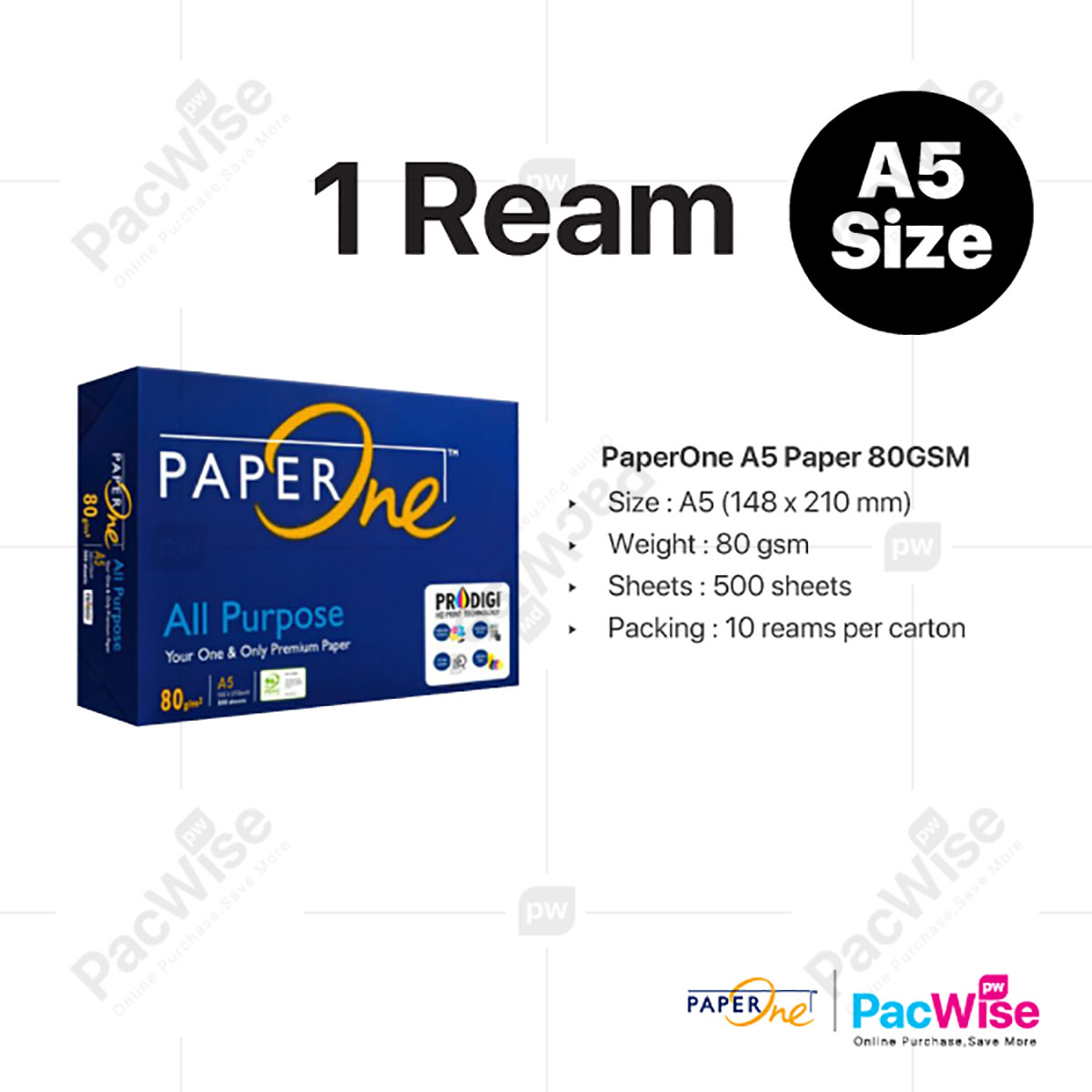 PaperOne/PaperOne A5 Paper/70gsm/80gsm/Copier Paper (500’s/Ream)
