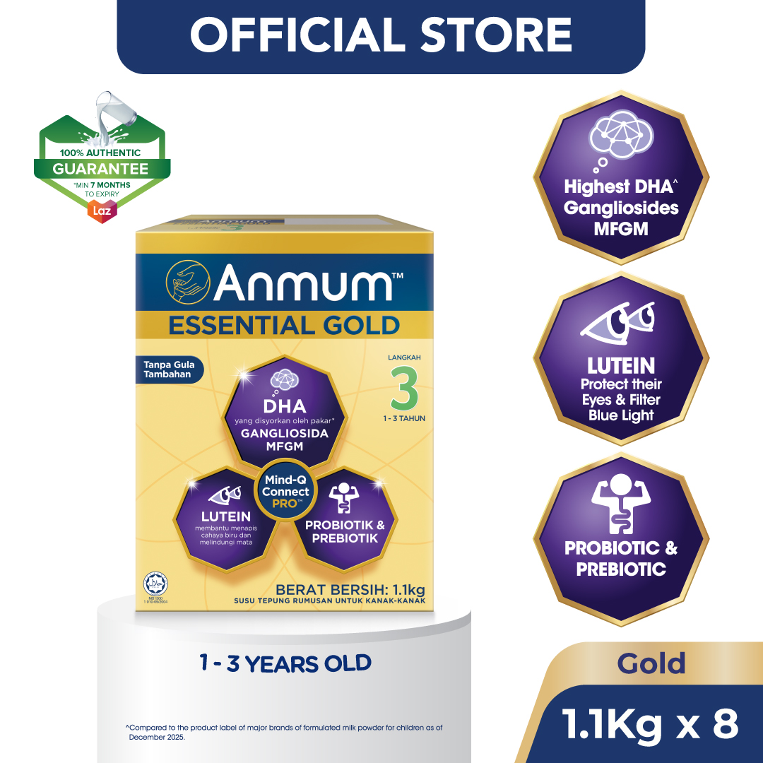 ANMUM Essential Gold Step 3 Children Formula Milk Powder (1 – 3 Years Old) 1.1kg x 8