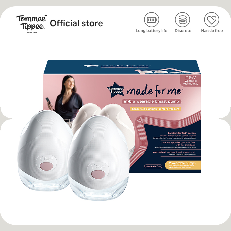 Tommee Tippee Made For Me Double Wearable Electric Breast Pump – BPA-free Wearable Double Pump Soft Silicone Cups