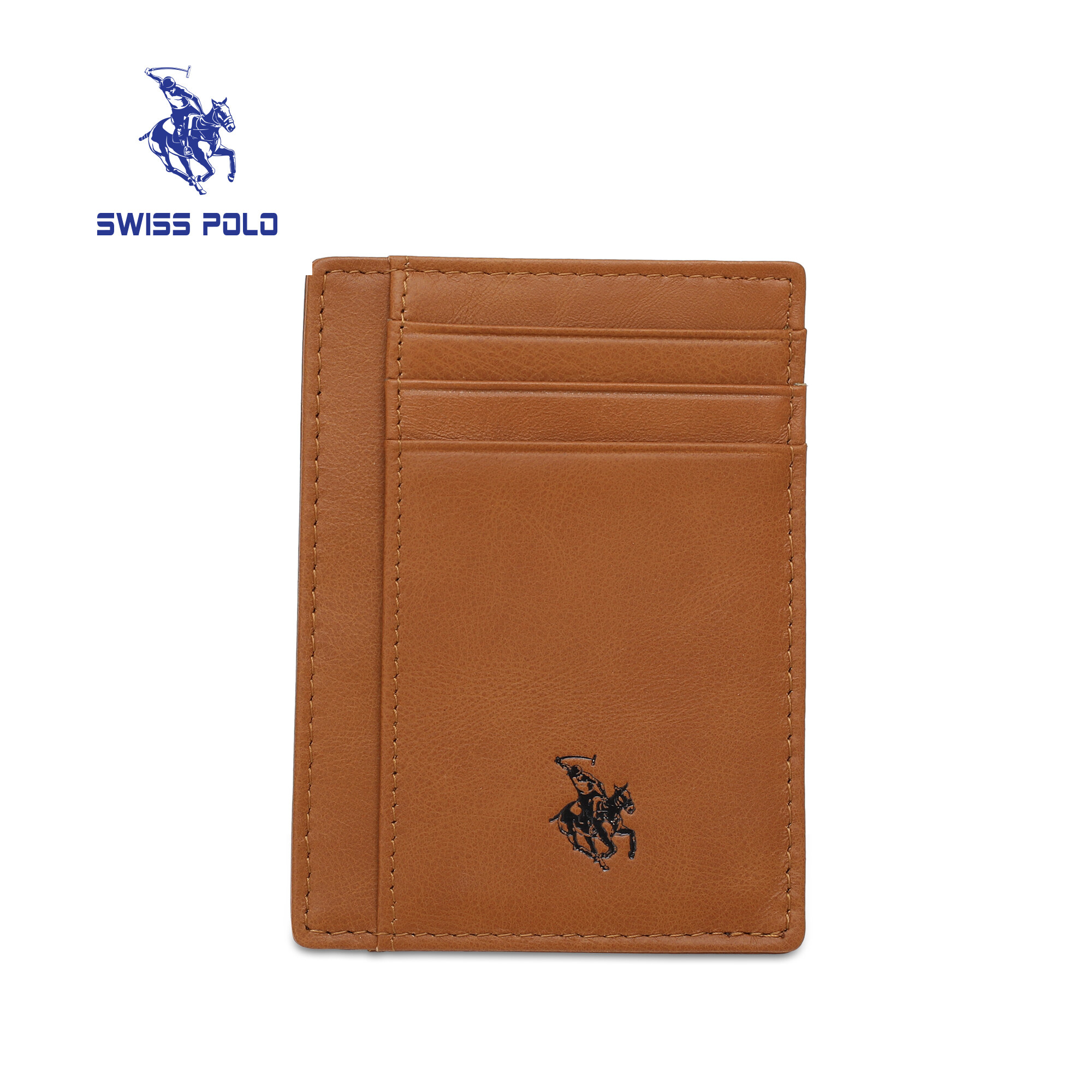 SWISS POLO Genuine Leather RFID Coin/Card Pouch/Card Holder SW 161-3 BROWN