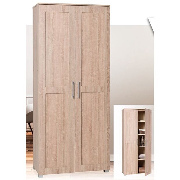 ROAM Furniture Multipurpose 2 Door Storage Cabinet 5 Tier Almari Baju Shoe Cabinet Cupboard Clothes Rak Baju White Color