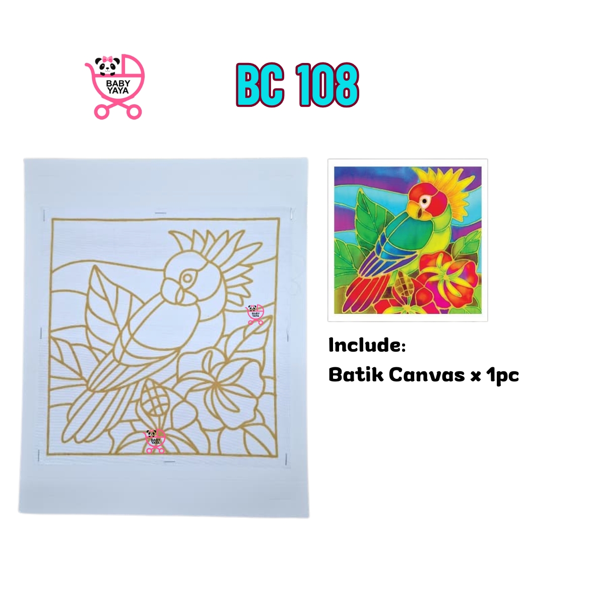 BABYYAYA DIY Kids Batik Painting Birdie Theme Canvas Only Malaysian Batik Canvas Art Craft Mewarna Batik Mom & Baby Toys