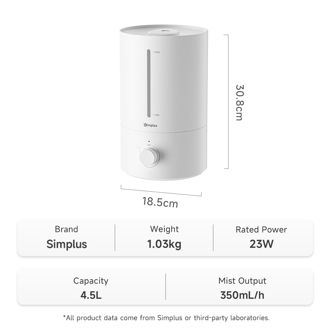 Simplus Humidifier丨Aroma Diffuser丨Suitable for Air-conditioned Rooms 350mL/H Mist Output丨4.5L Large Water Tank丨Antibacterial Filter丨35dB Low Noise JASH006